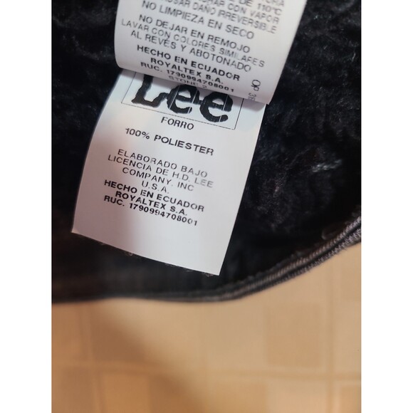 Lee Black Sherpa Lined Jean Jacket Men's Size L Large - Picture 6 of 11